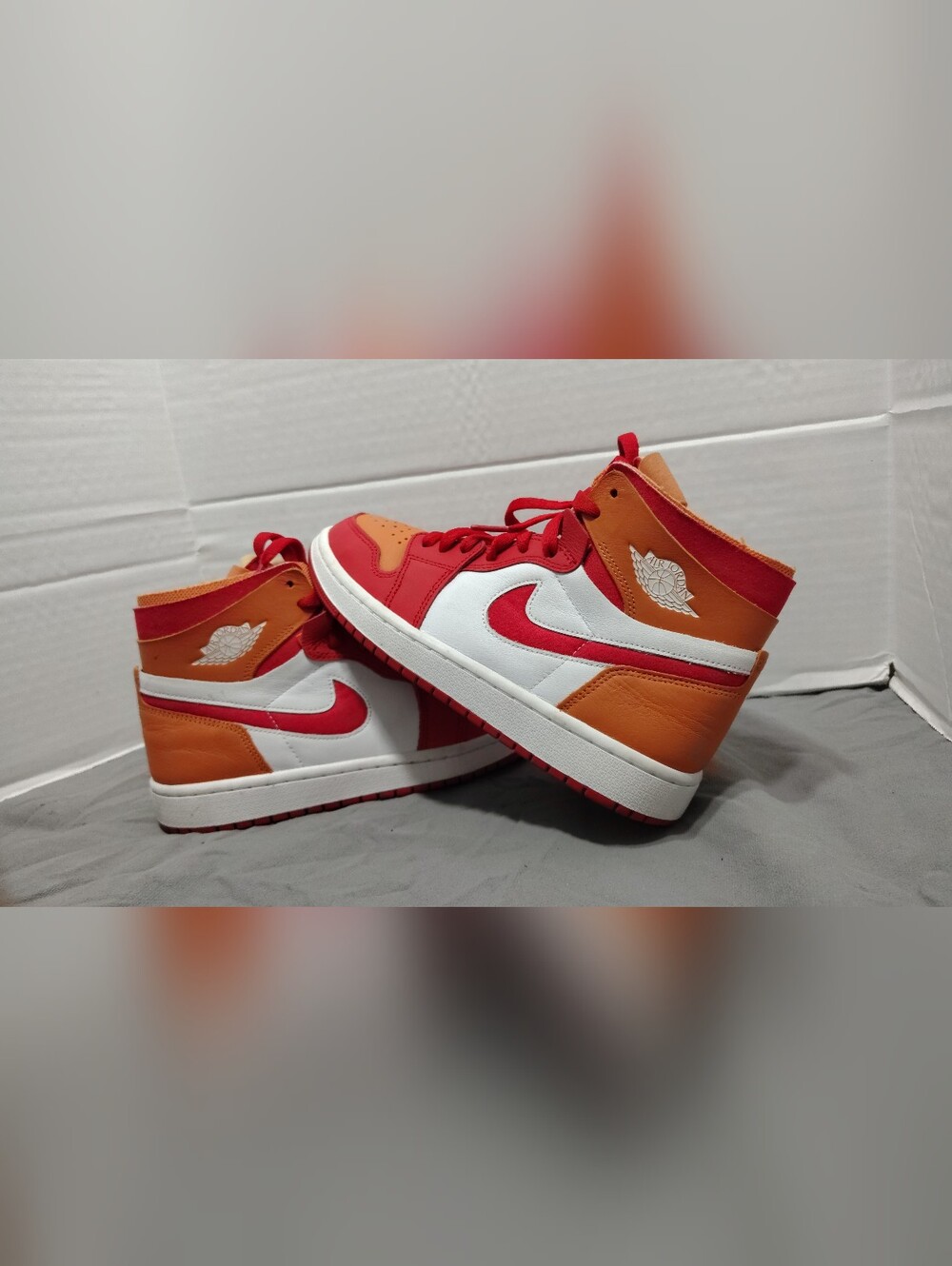 Air Jordan 1 Mid High Zoom Air, Women # 8 US, CMFT Fire Red Hot Curry - Picture 9 of 10